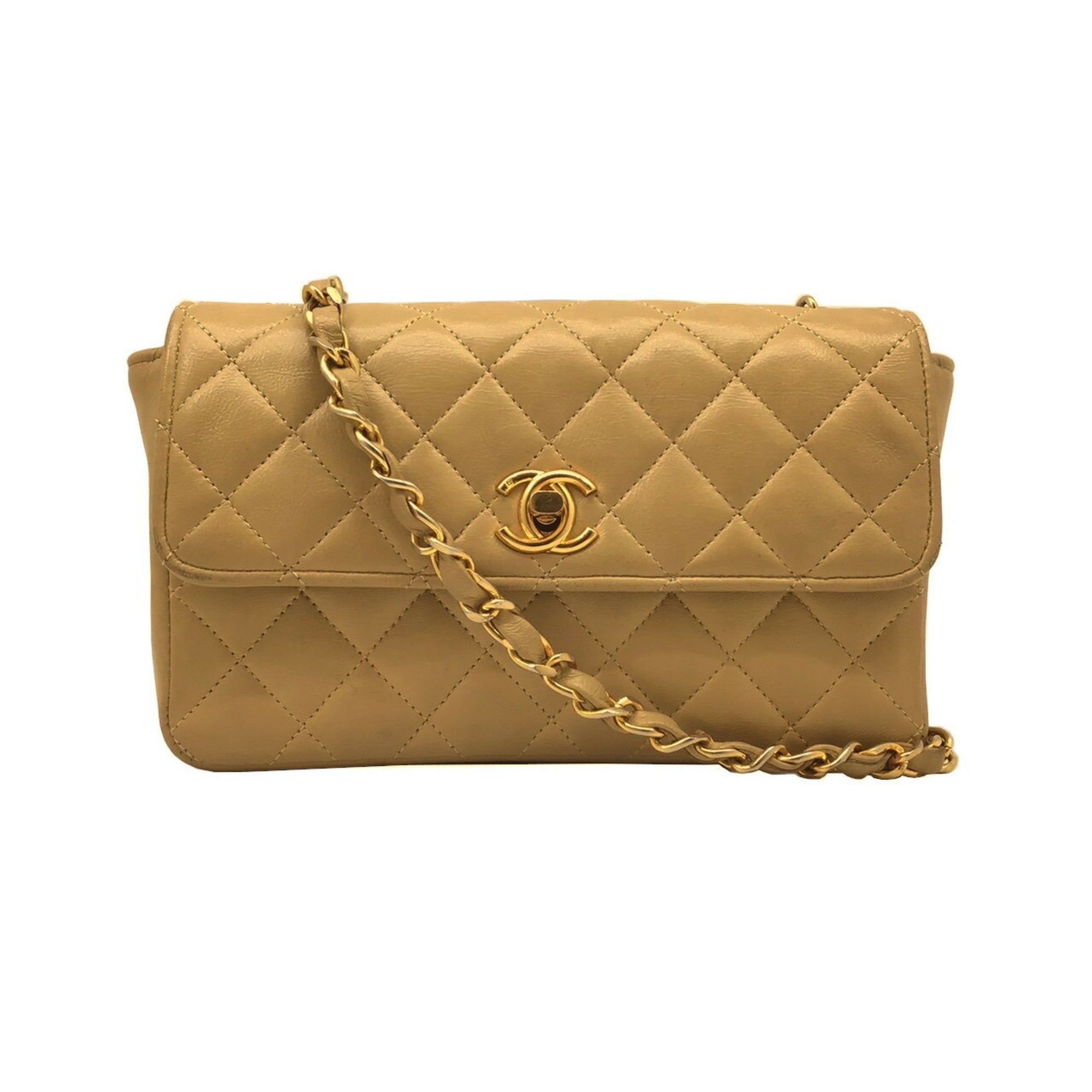 Mini Matelasse Chain Shoulder Bag in Lambskin,Gold Hardware White White,  Luxury, Bags & Wallets on Carousell