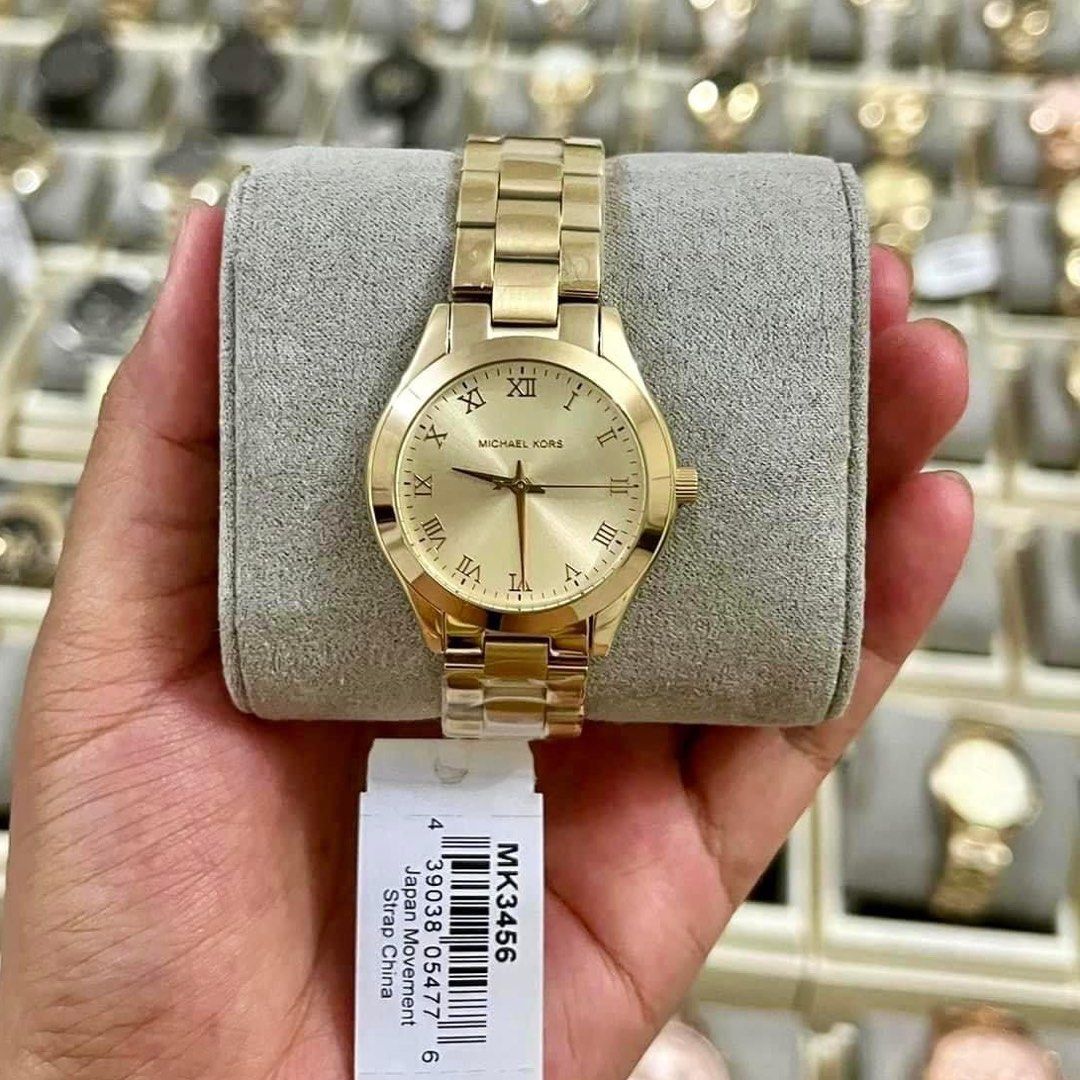 MK SMALL RUNWAY ALL GOLD DIAL AUTHENTIC WATCH