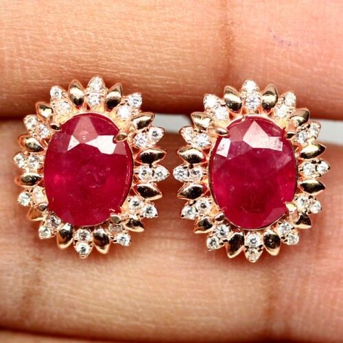 Red ruby top diamond earrings