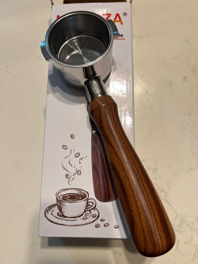 NEOUZA 51 mm bodemloze portafilter compatibel met Swan Retro,Swan Nordic,Breville VCF149,Gevi,Oster Nova PrimaLatte koffiemachines met roestvrijstalen vervangende filtermand(dubbele uitloop