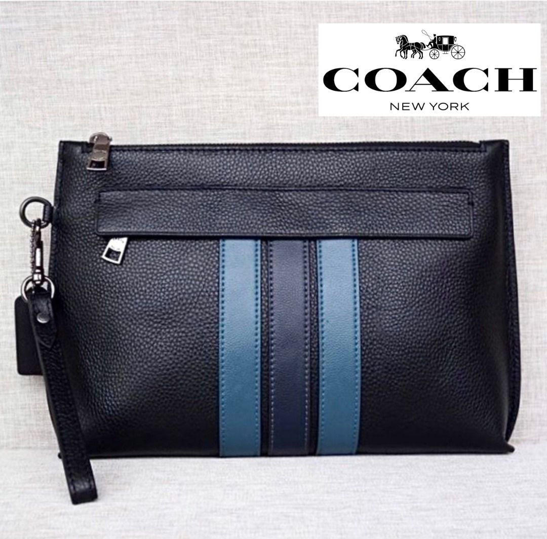 New Coach Original CLUTCH CARRYALL WITH VARSITY BLUE STRIPE For Men Come With Complete Set Suitable for Gift Luxury Bags Wallets on Carousell