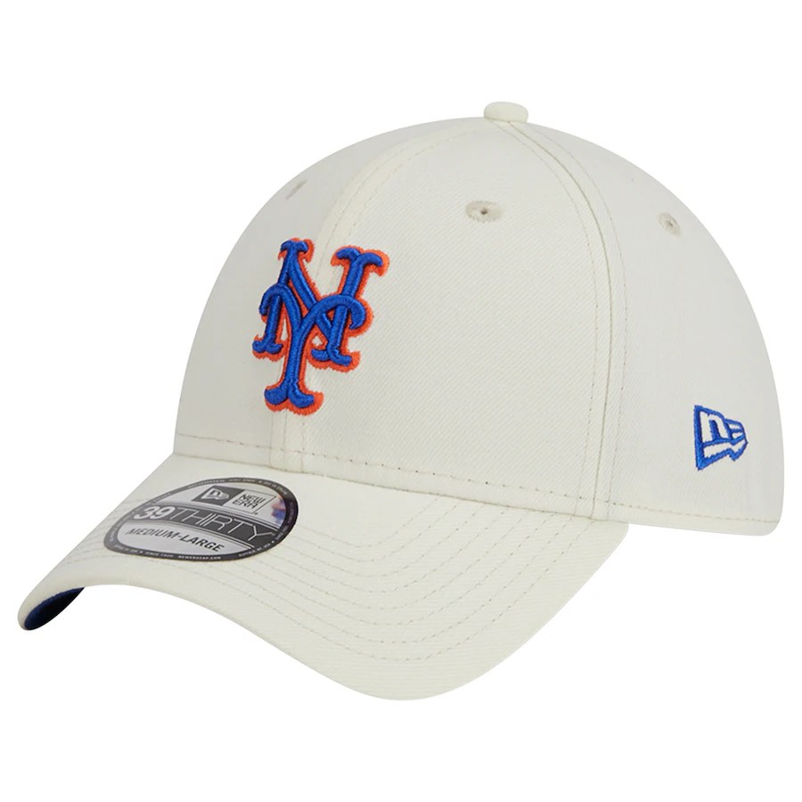 New York Mets New Era Cream Chrome Team Classic 39THIRTY Flex Hat
