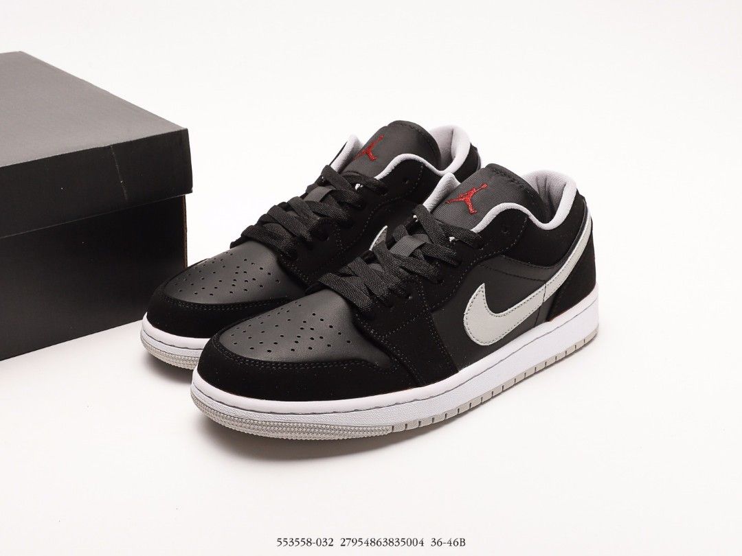 NIKE Air Jordan 1 Low Black Wolf Grey shoes US 5 US 12