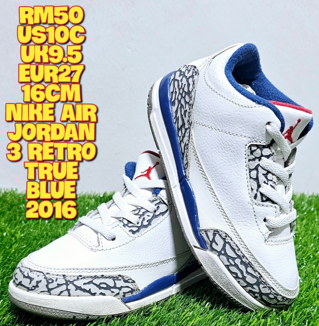 NIKE AIR JORDAN 3 RETRO TRUE BLUE 2016, Babies & Kids, Babies