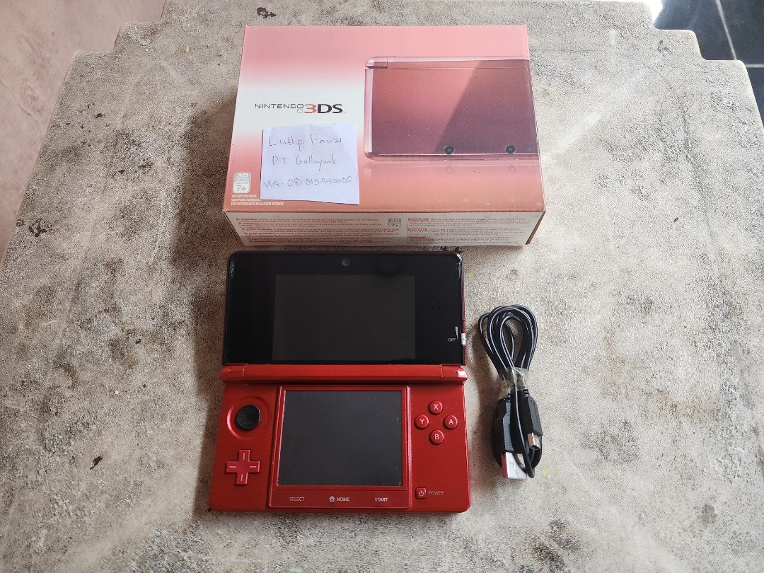 Nintendo 3DS not XL Flame Red CFW Luma 64GB Fullset 00, Video Game