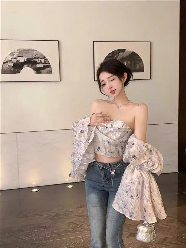 Off shoulder flare sleeve top Women s Fashion Tops Blouses on