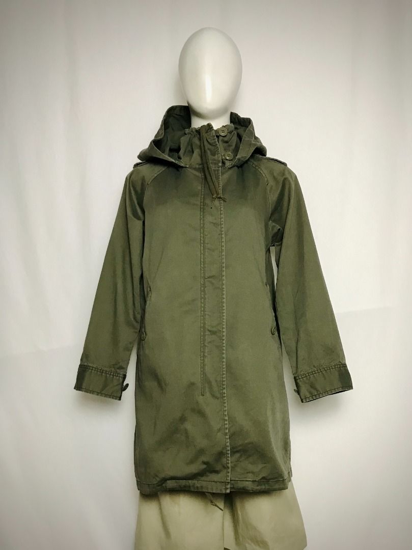 Pilgrim Forest Sage Drawstring Neck Light Denim Twill Trenchcoat With ...