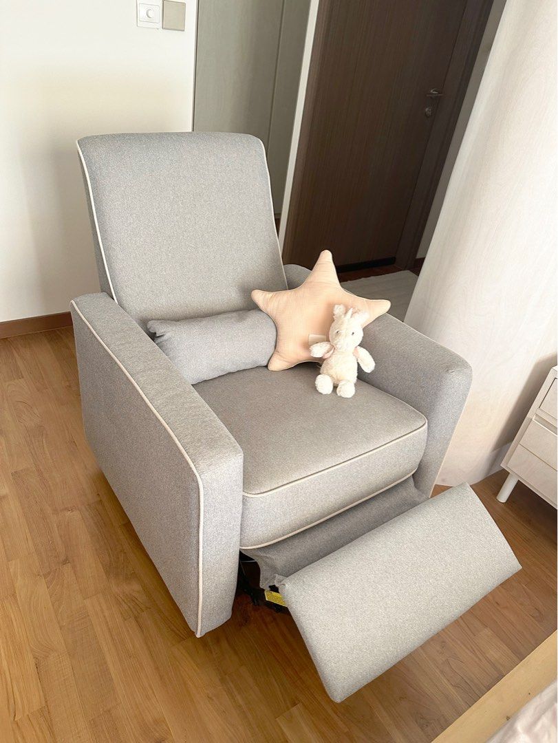 Piper Recliner and Swivel Glider Grey with Cream piping Hatchery