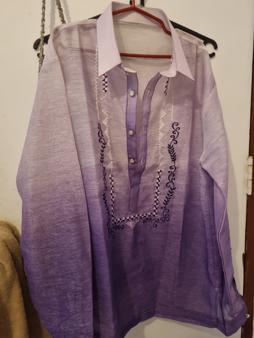 Purple Barong, Men's Fashion, Tops & Sets, Formal Shirts on Carousell
