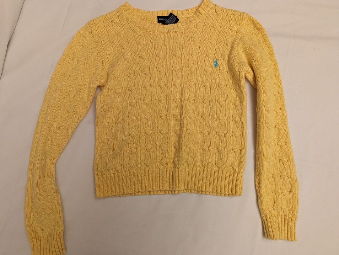 Ralph lauren yellow store cable knit sweater