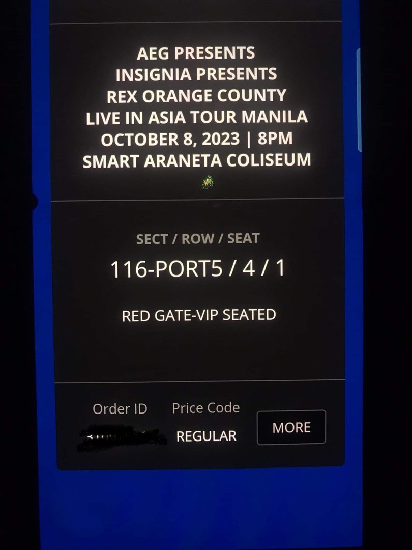 FOR SALE Rex Orange County VIP ETicket, Tickets & Vouchers, Event