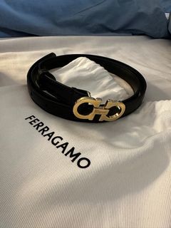 Salvatore Ferragamo Gancini Slim Belt Black