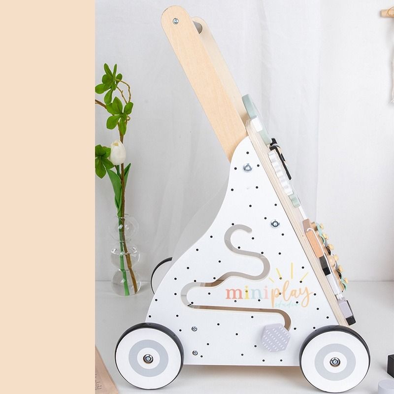 Baby Push Walker -Wooden Push Walker Montessori Toy- Toddler Learning Activity Walker For Girls Boys 1-3 Years - Pretend Kitchen Playset Ideal For Toddlers(Green