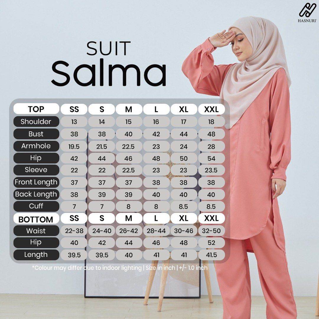 Set baju kerja muslimah suit salma Hasnuri, Women's Fashion, Muslimah ...