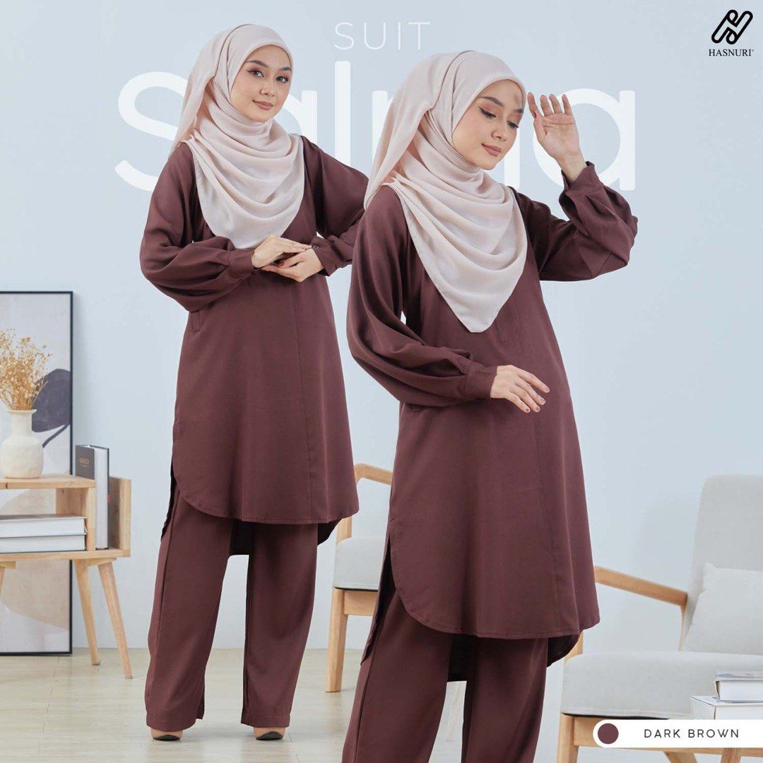 Set baju kerja muslimah suit salma Hasnuri, Women's Fashion, Muslimah ...