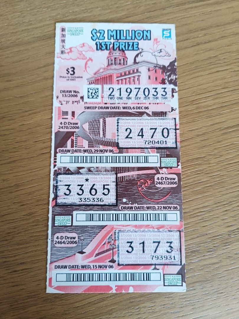 Singapore Pools Big Sweep Ticket of Year 2006 An EXTRA FINE MINT Ticket Hobbies Toys Memorabilia Collectibles Stamps Prints on Carousell