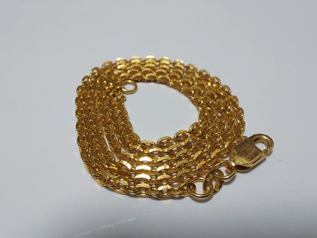 Soo Kee 916 gold 2mm polo chain Necklace 48cm, Women's