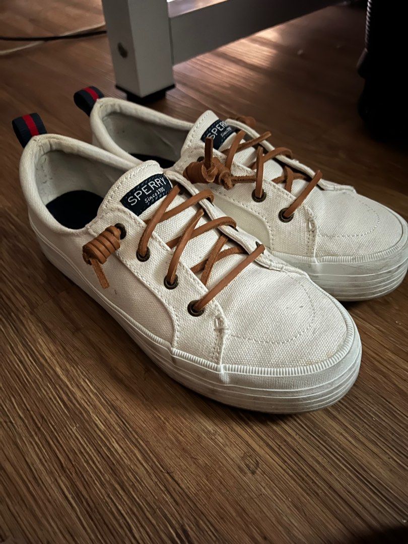 sperry white platform sneakers