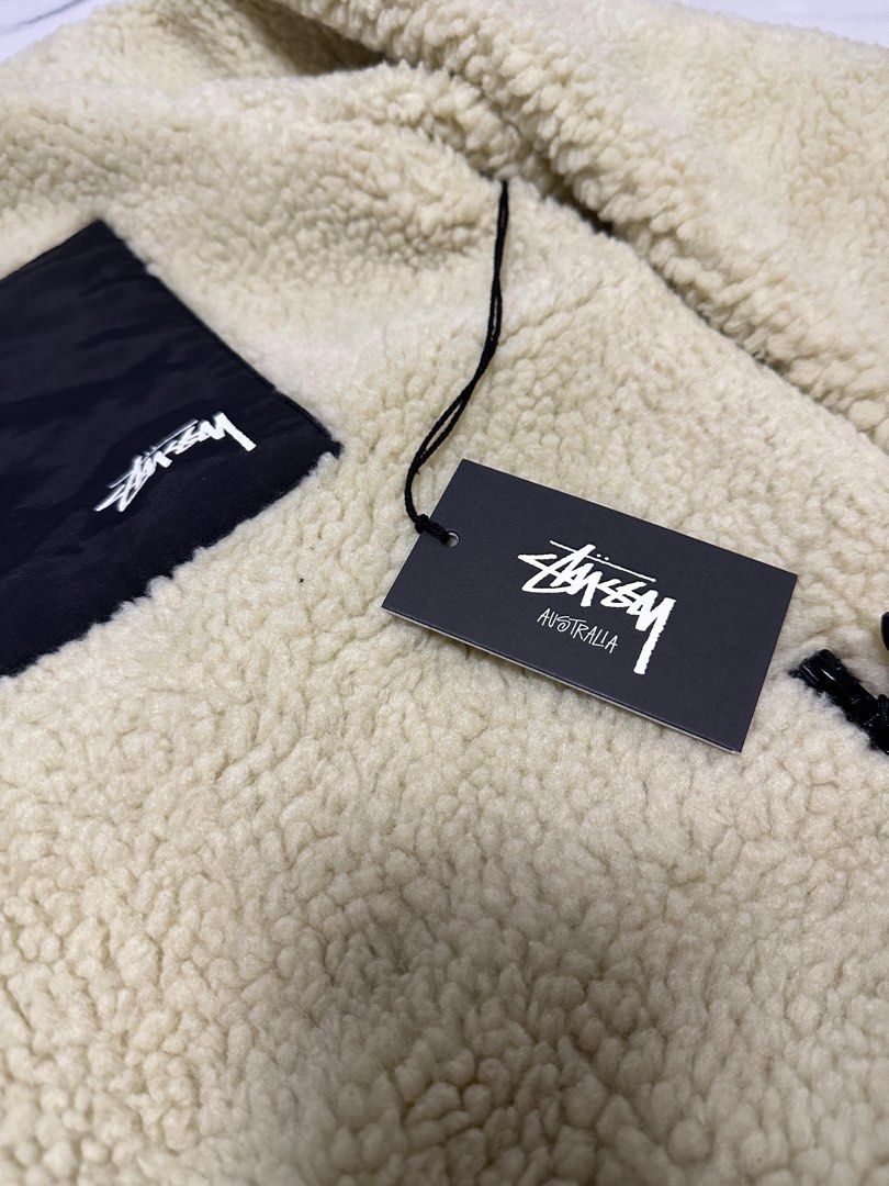 Stussy tribe sherpa jacket cream cheap