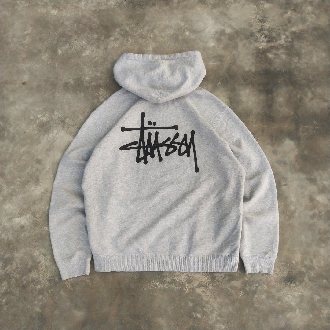 Grey Stüssy Basic Hoodie