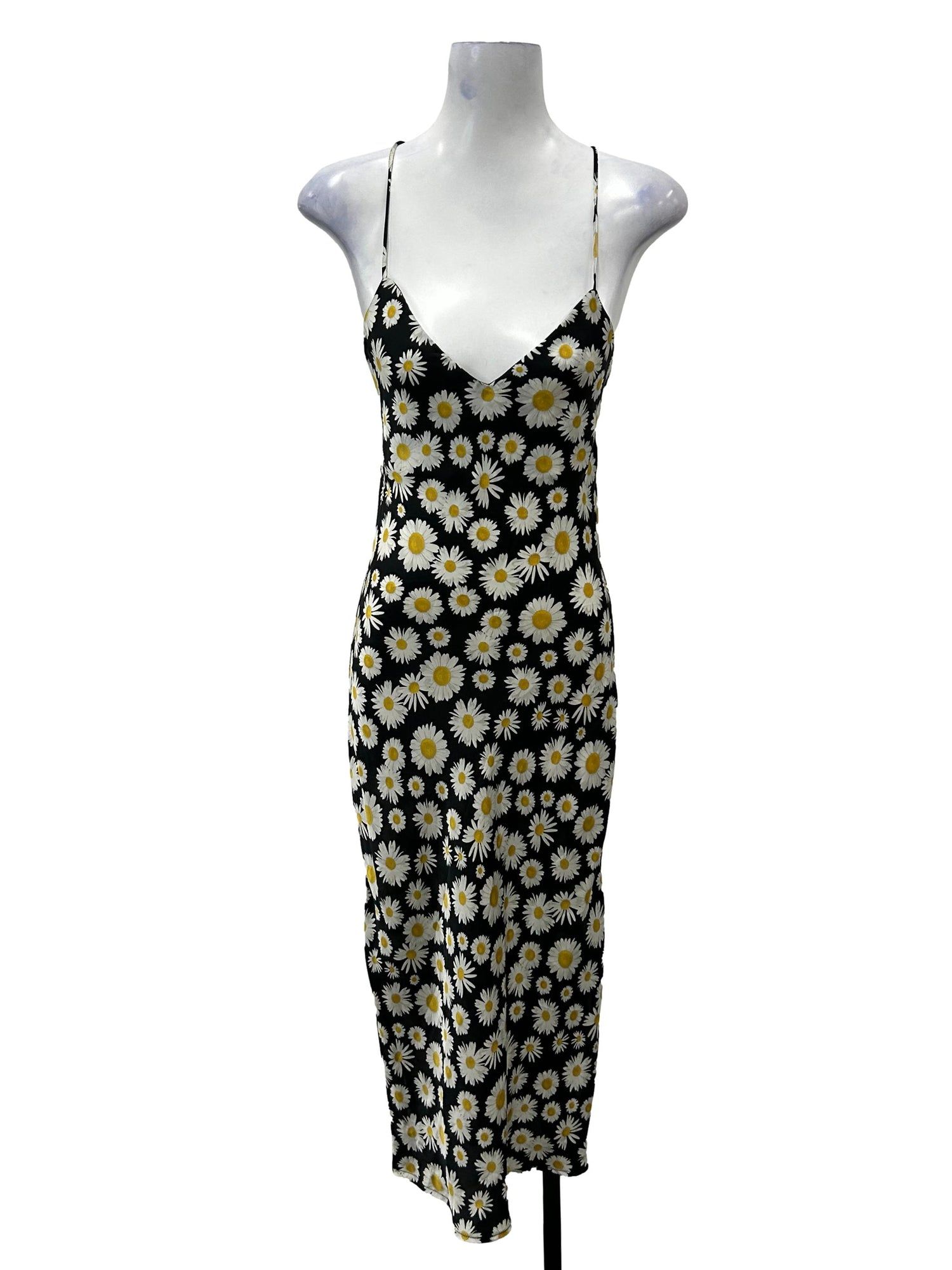 Topshop Black Daisy Cowl Back Slip Dress