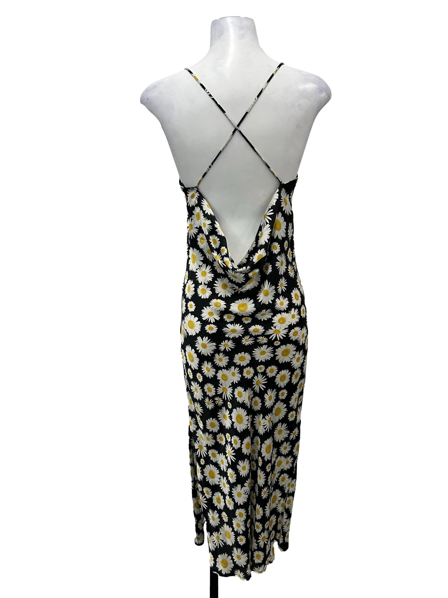 Topshop Black Daisy Cowl Back Slip Dress