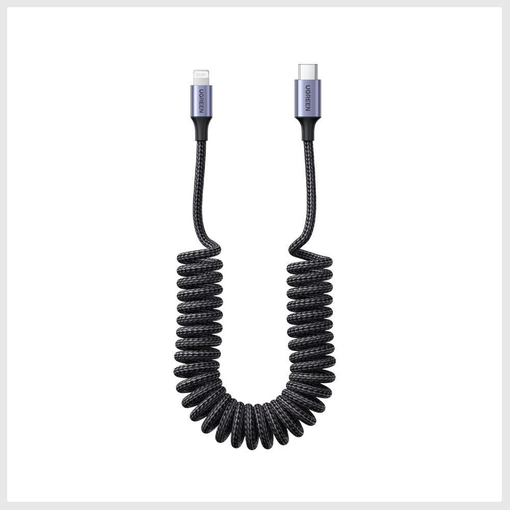UGREEN MFi Certified Coiled iPhone Lightning Cable 60W, 1.2M Fast