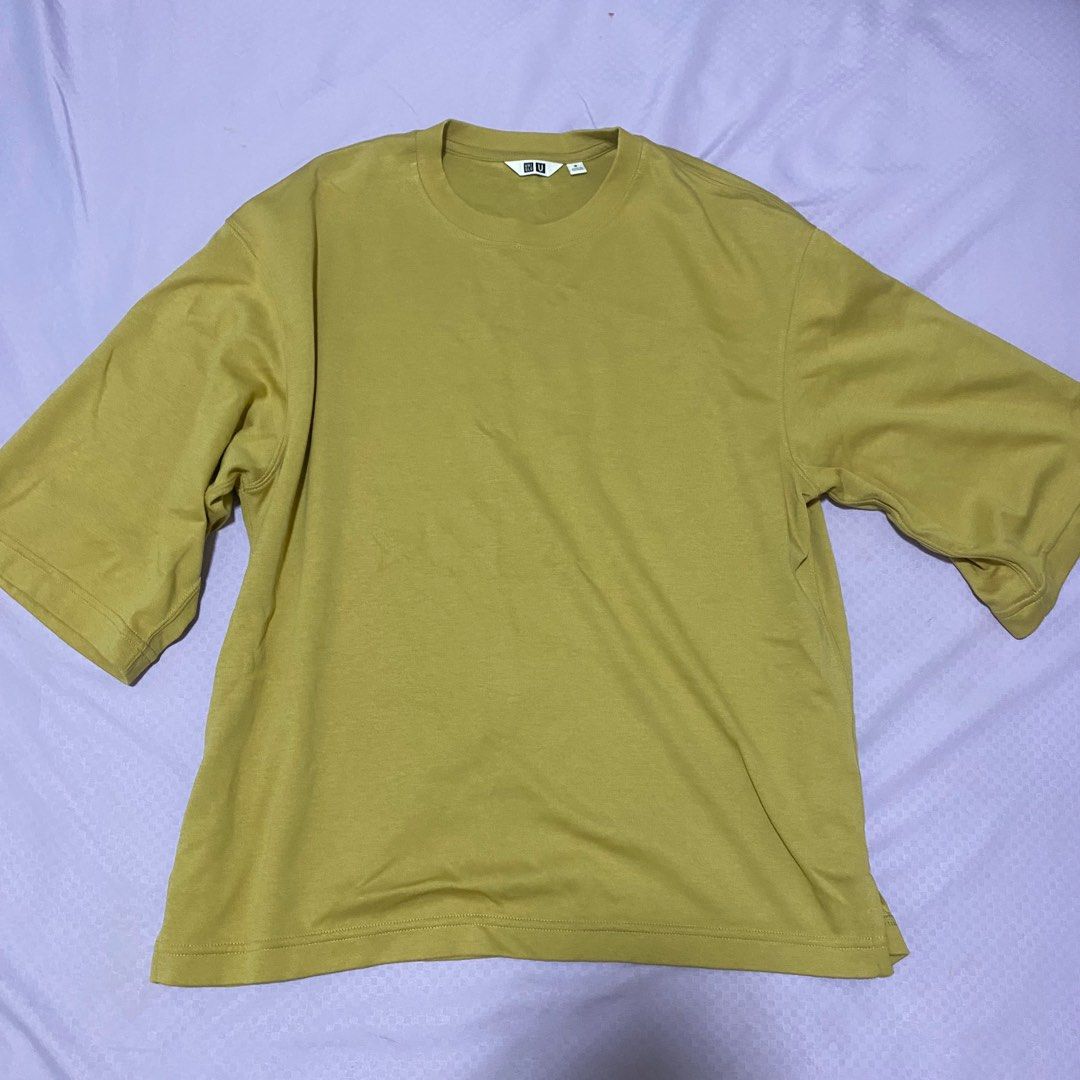 Uniqlo U Airism Cotton Short Sleeve Oversized Tshirt in mustard yellow