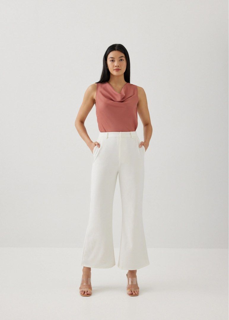 Verniece Satin Cowl Neck Shell Top - Rose (XS), Women's Fashion, Tops ...