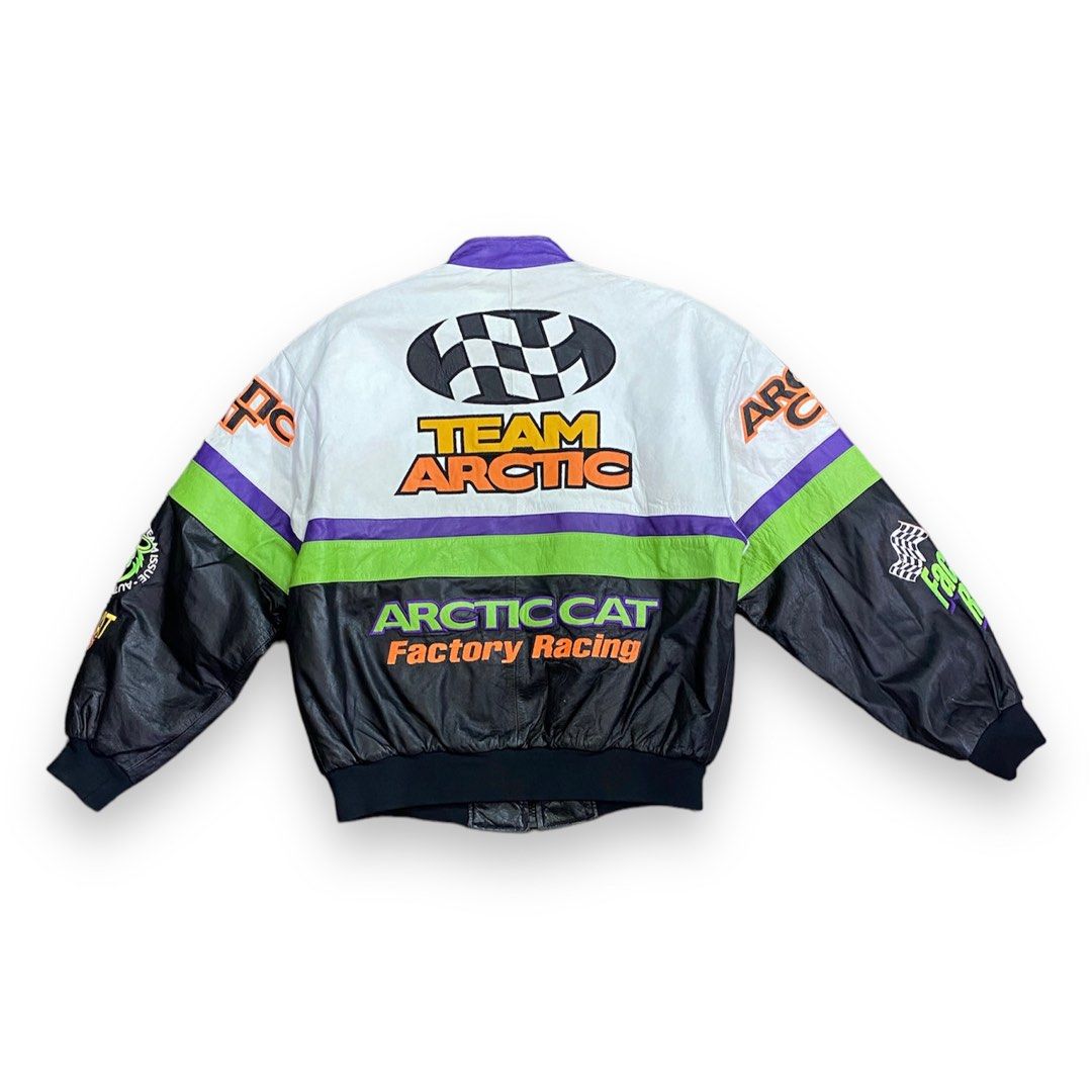 Vintage Arctic Cat Nascar Leather Jacket Men s Fashion Coats