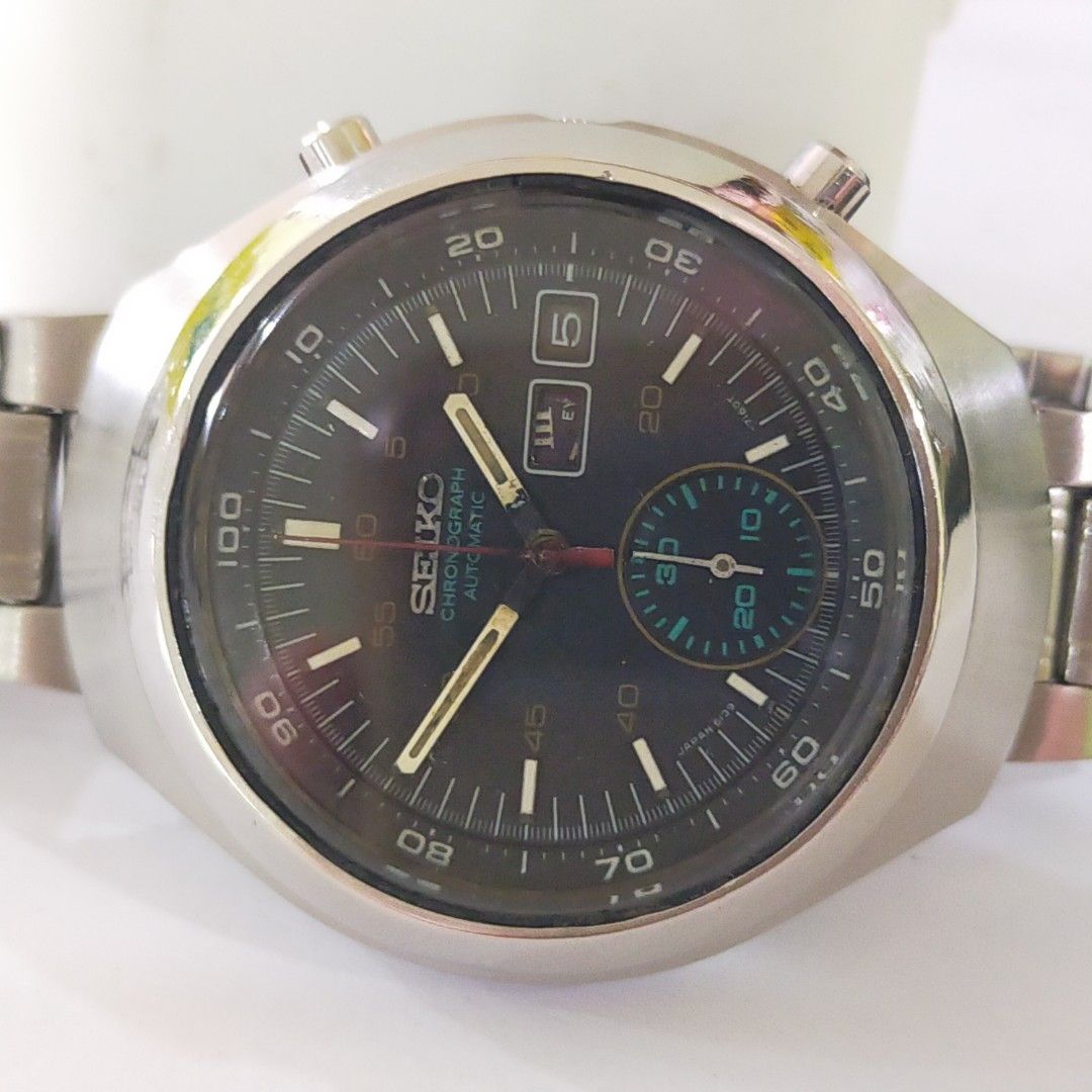 Montre Seiko Helmet Chronograph Reconditionnée - Chrono Automatique, Boîtier Acier Inox