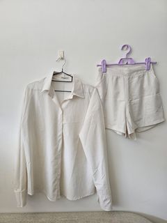 White set, long sleeve and short pant