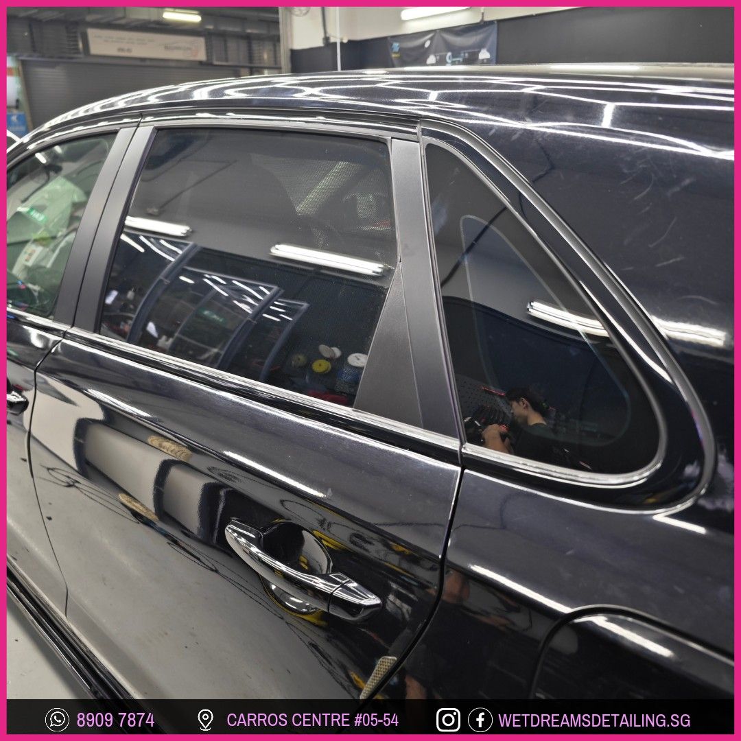 WINDOW TRIM DECHROME CHROME DELETE BLACKOUT GLOSS BLACK CARBON FIBRE CARBON