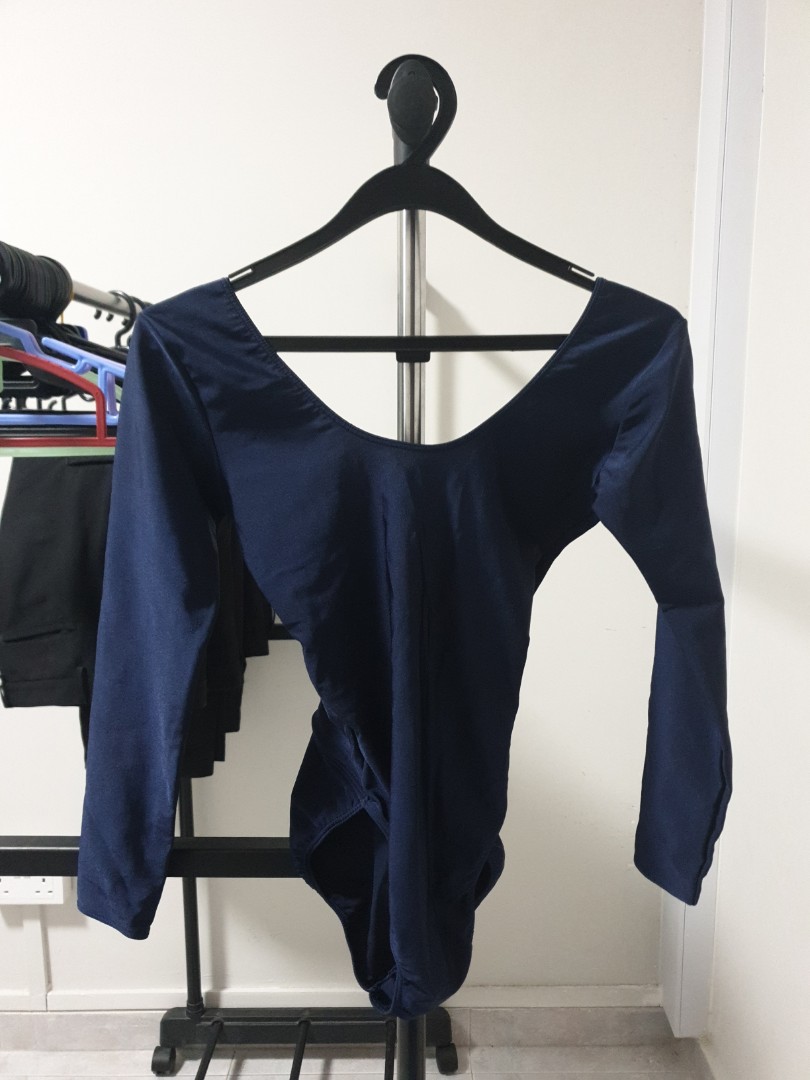 Woman navy blue bodysuit, Women's Fashion, Tops, Other Tops on Carousell