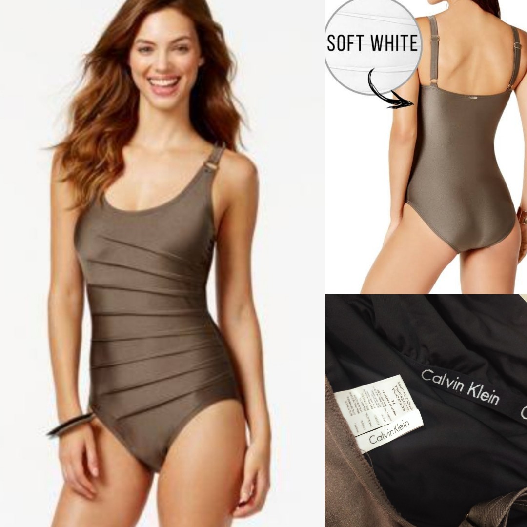 Calvin Klein SOFT WHITE Starburst One-Piece Swimsuit, US 4 