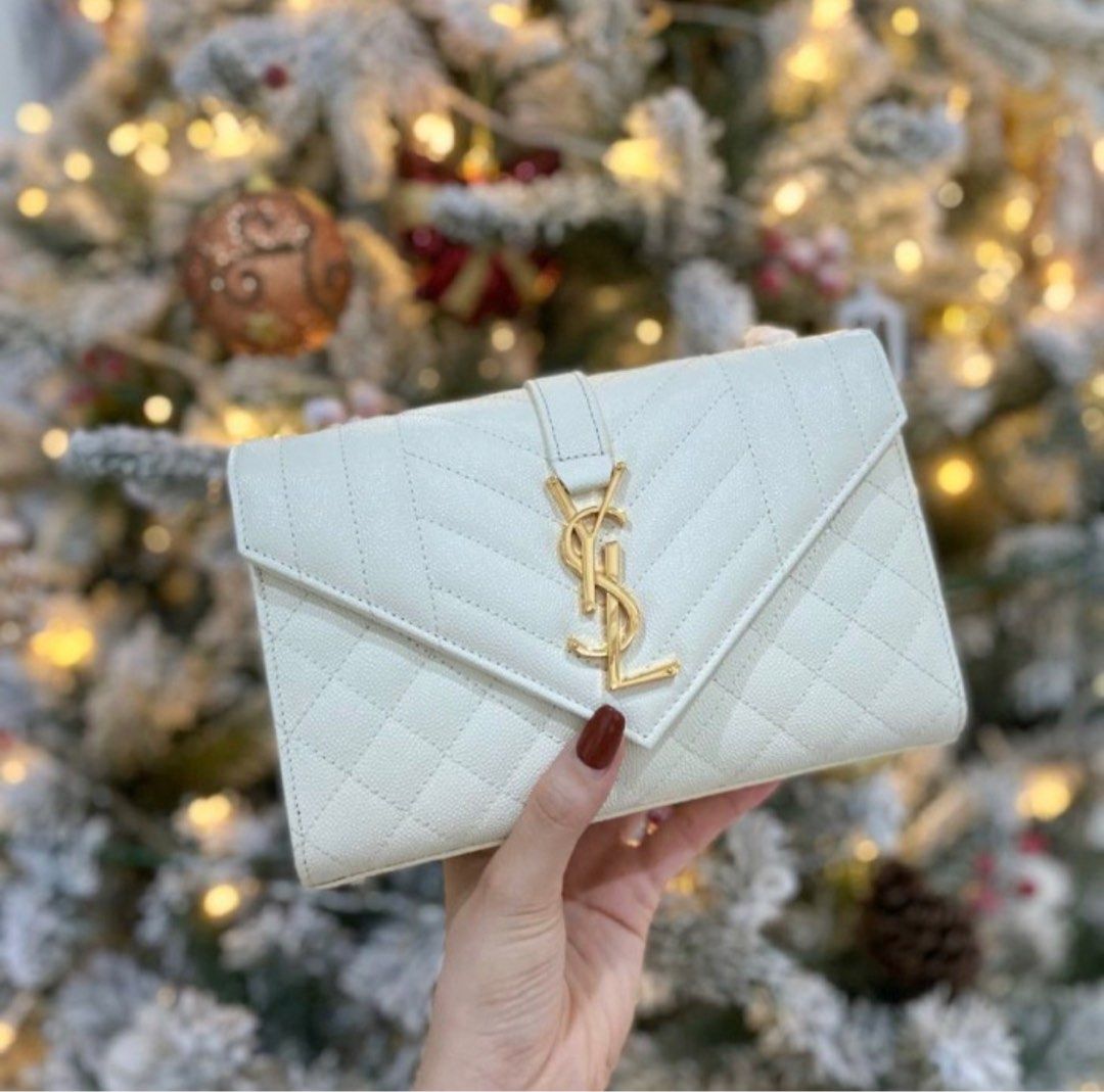 Ysl Envelope Bag Ysl White And Gold Bag Ysl Small Clutch YSL