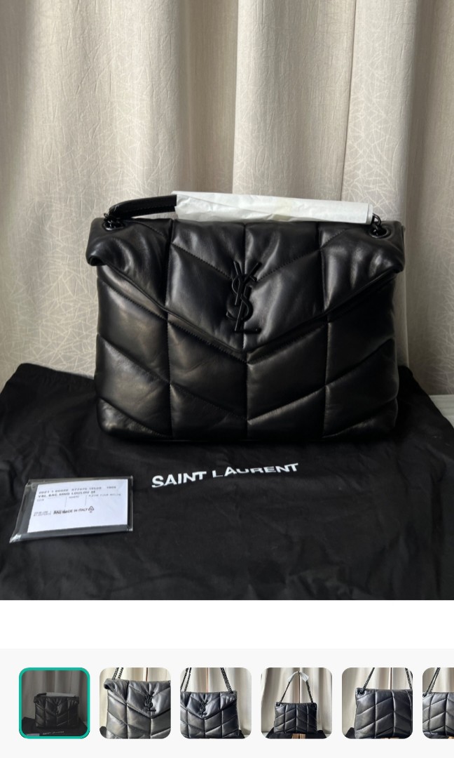 Saint Laurent / YSL- PUFFER SMALL POUCH IN QUILTED LAMBSKIN in Dark beige,  Luxury, Bags & Wallets on Carousell