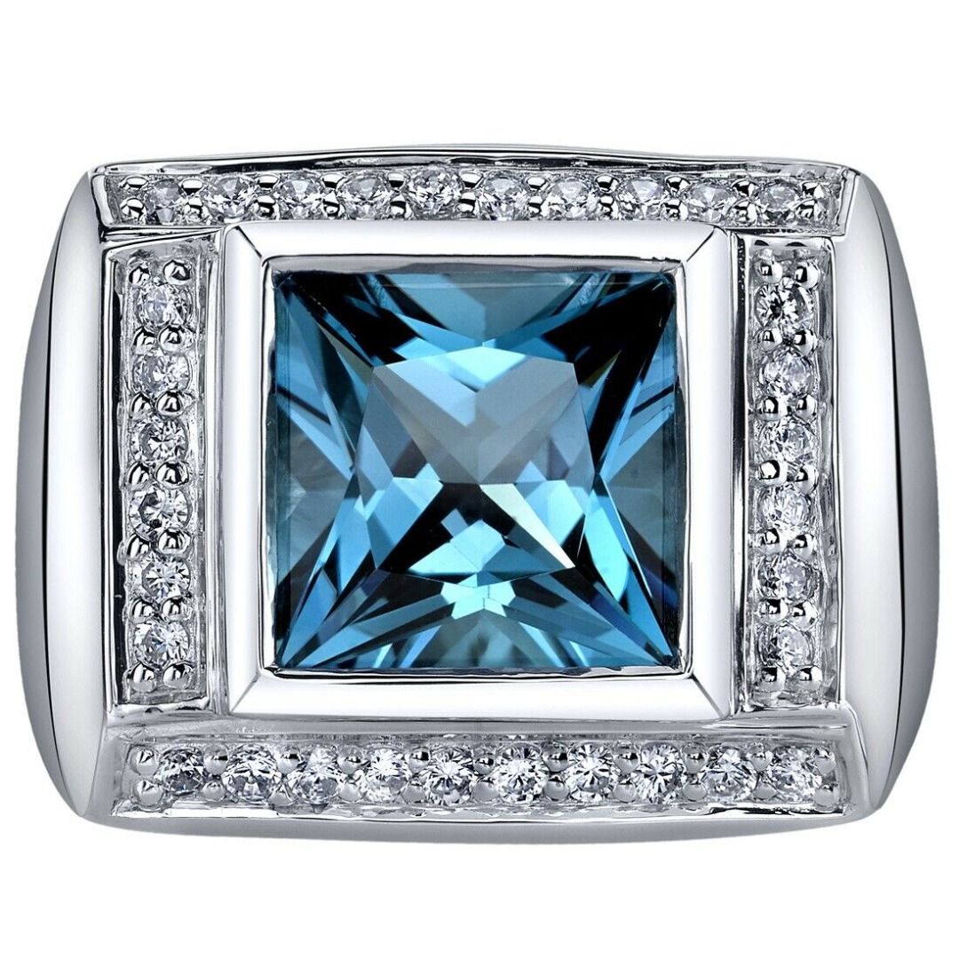 Mens blue hot sale topaz ring