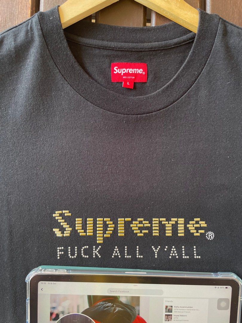 2019 Supreme Gold Bars Tee Black (Supreme FUCK ALL Y'ALL), Men's