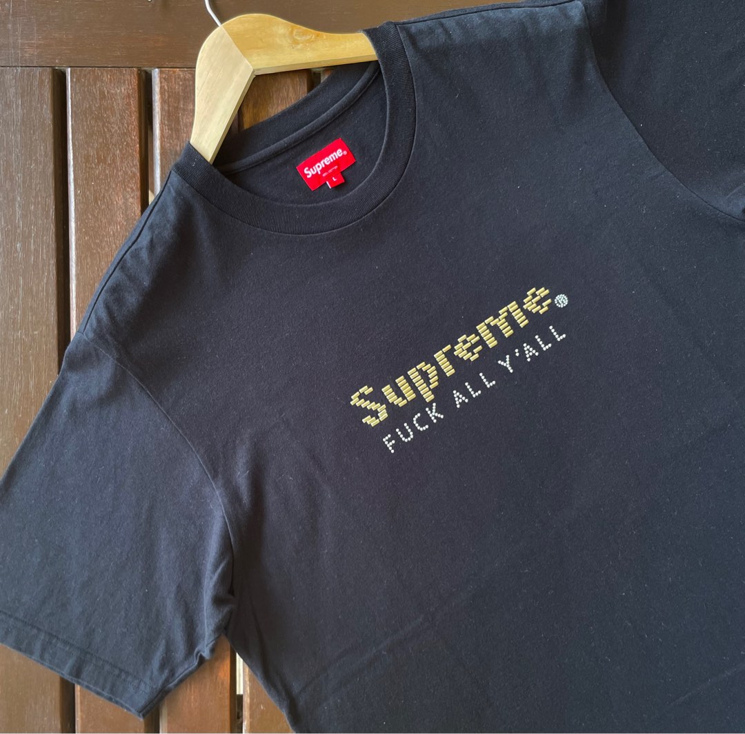 2019 Supreme Gold Bars Tee Black (Supreme FUCK ALL Y'ALL), Men's