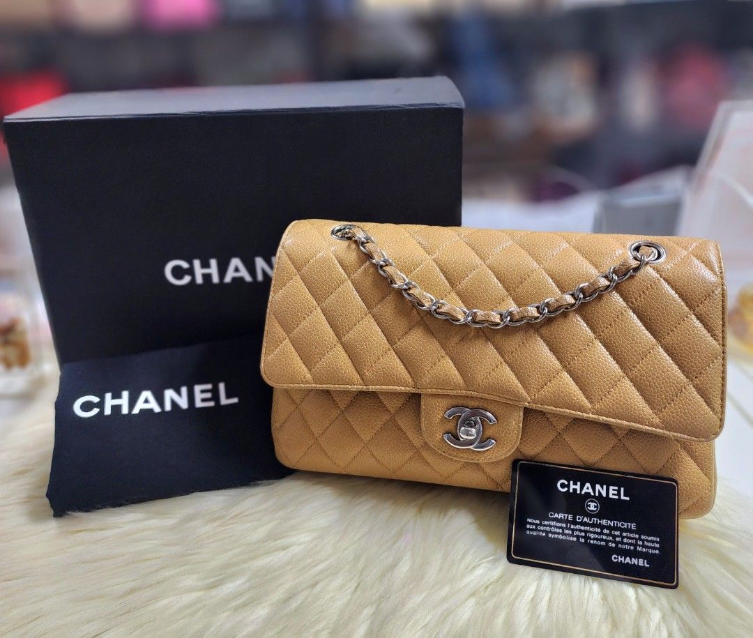 Chanel timeless clutch in beige caviar with shw, Luxury, Bags & Wallets on  Carousell