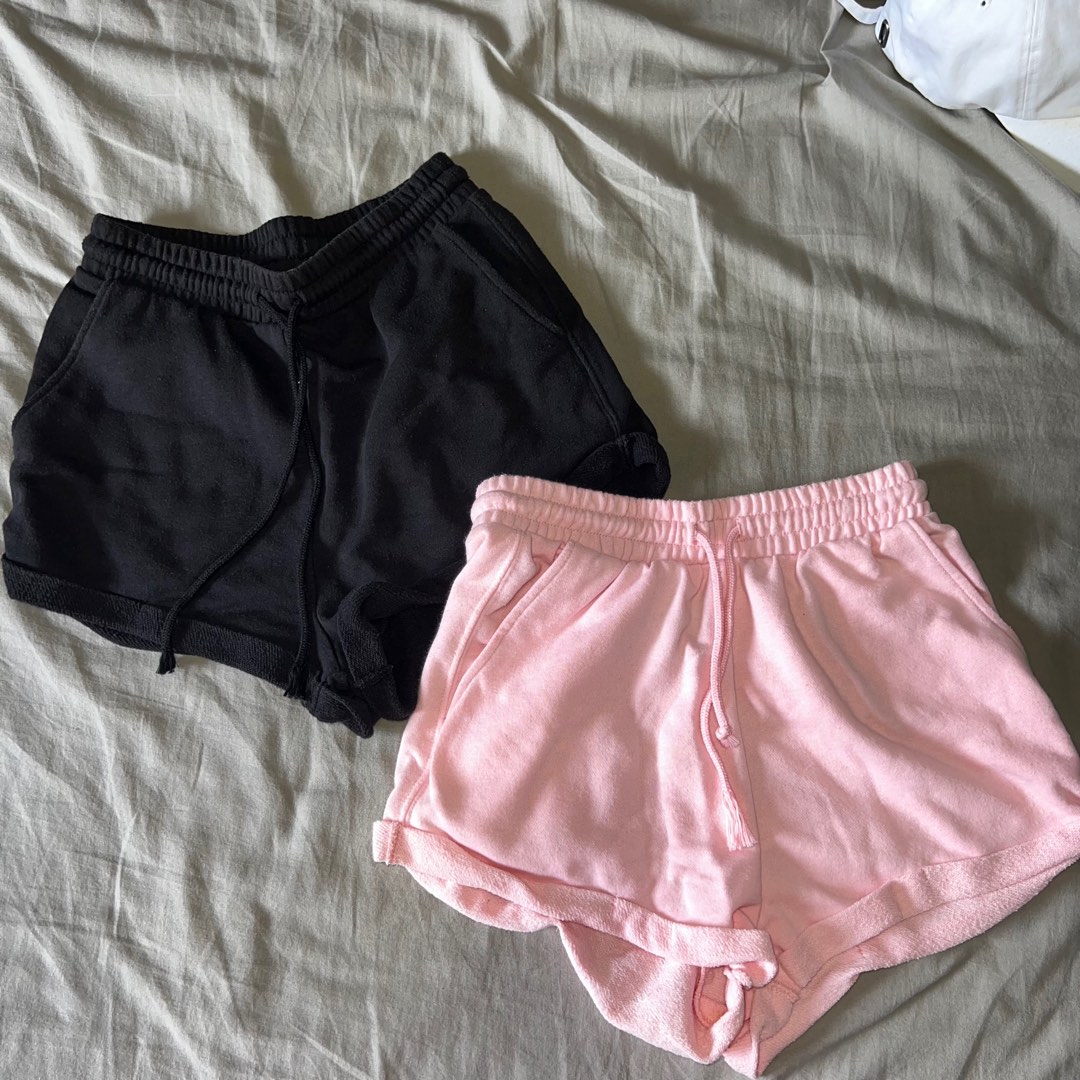 Pink velvet drawstring shorts store