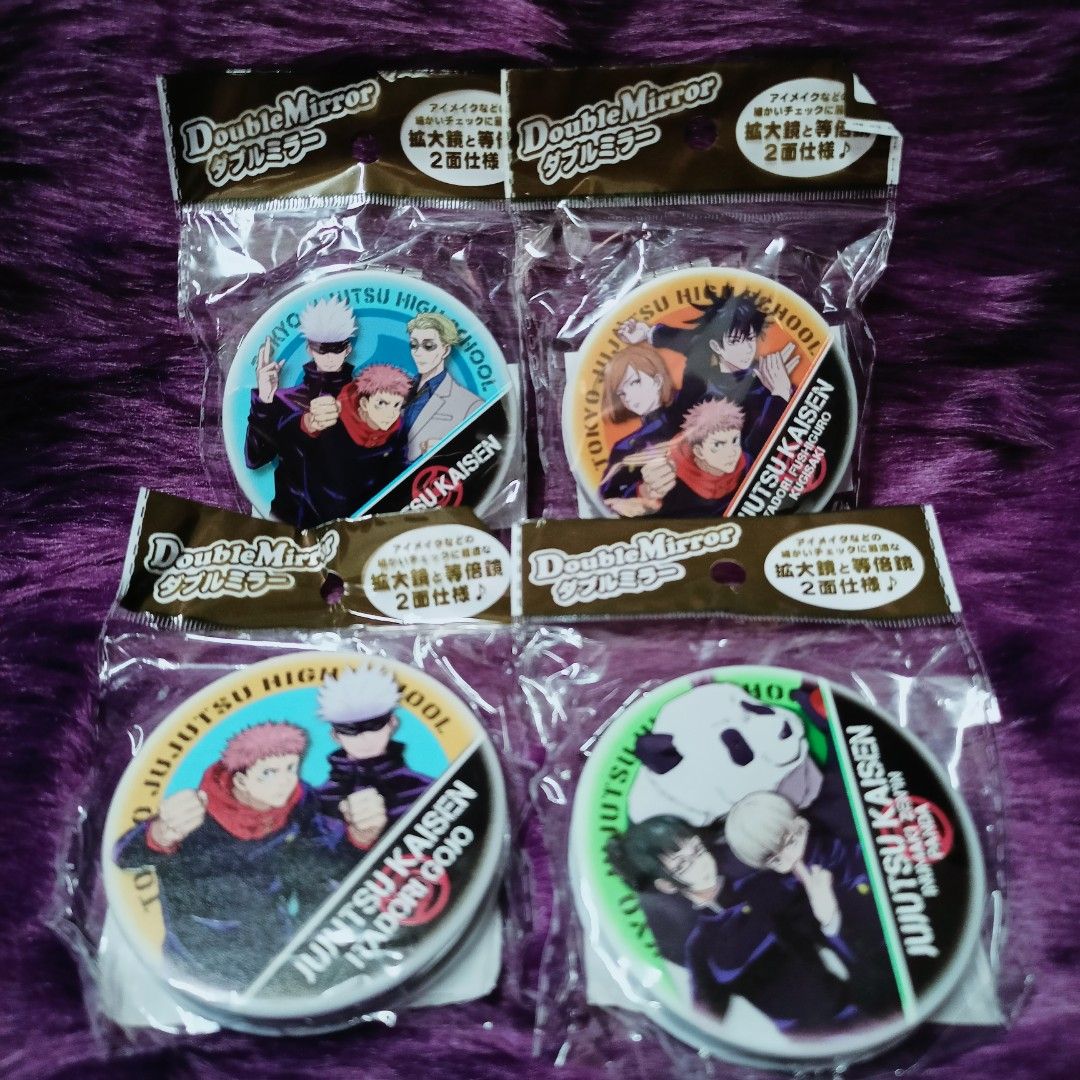 4pcs Jujutsu Kaisen Compact Double Mirror (Category: Mirrors) located in Los Banos. Submitted by himechuuu_ (Listing ID 1258630262, Image 1). Description: Double mirror - life size & magnifying mirror (other side), if break set P100 each MOP: Gcash, payo MOD: J&T Express only (needs DP for SF).