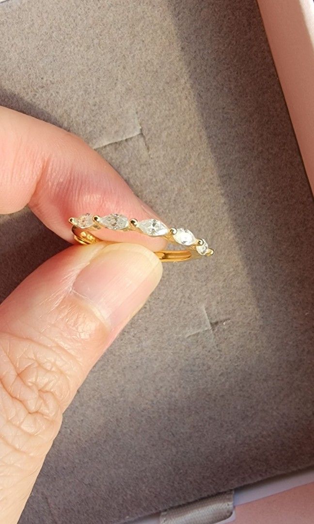 925 Gold Plated Eternity Moissanite Ring Women s Fashion