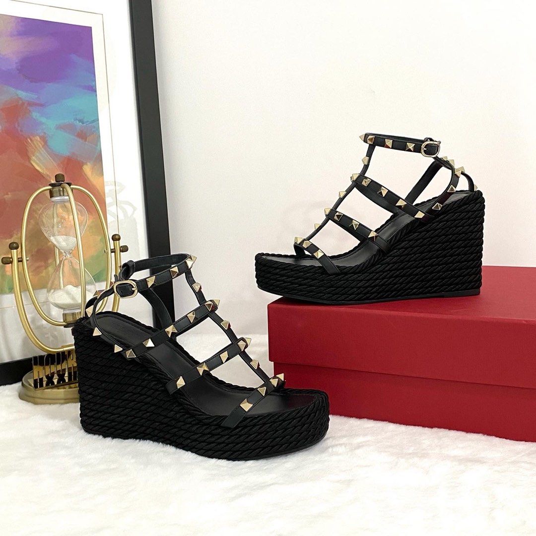 Valentino black deals wedge espadrilles