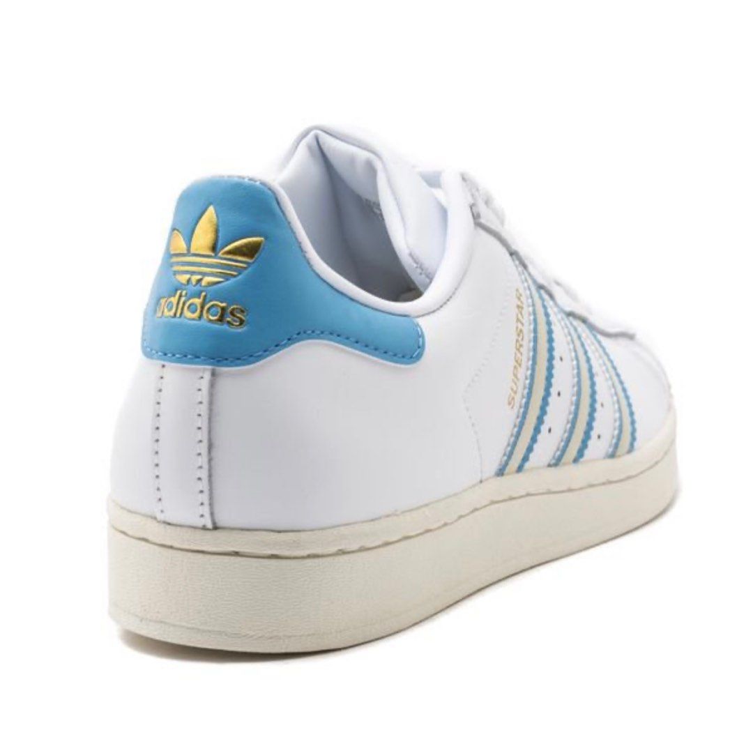 Adidas originals blue superstar 80s wrinkled leather sneakers clearance