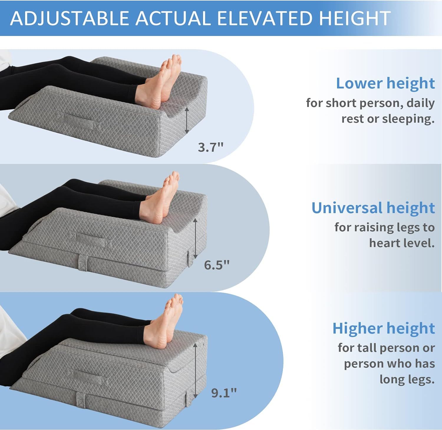 UBBCARE Leg Elevation Pillow for Leg/Knee Surgery Recovery, Memory Foam Leg  Pillow with Velvet Washable Cover, Grey