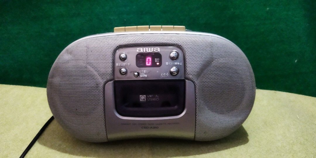 Aiwa CSD-A310 CD Radio (Category: Portable Music Players) located in Pasay City. Submitted by marineljapansurplus (Listing ID 1258597382, Image 1). Description: Ptpa AIWA CD Radio Model: CSD-A310 TUNER 📻 : Working 👍(Complete all local FM/AM station. CD 💿 : Working 👍(CD-R/RW playable) Cassette: worn out belt. not playing Power: 100v 16W 🔌 (need gamitan Ng transformer) Made in Indonesia Issues: Dent on speaker grill Price: ₱850 Loc. Cabrera, P