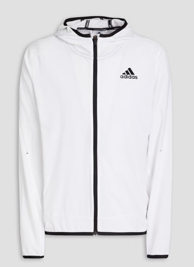 Authentic Adidas White Stretch Hooded Jacket Men s Fashion Tops