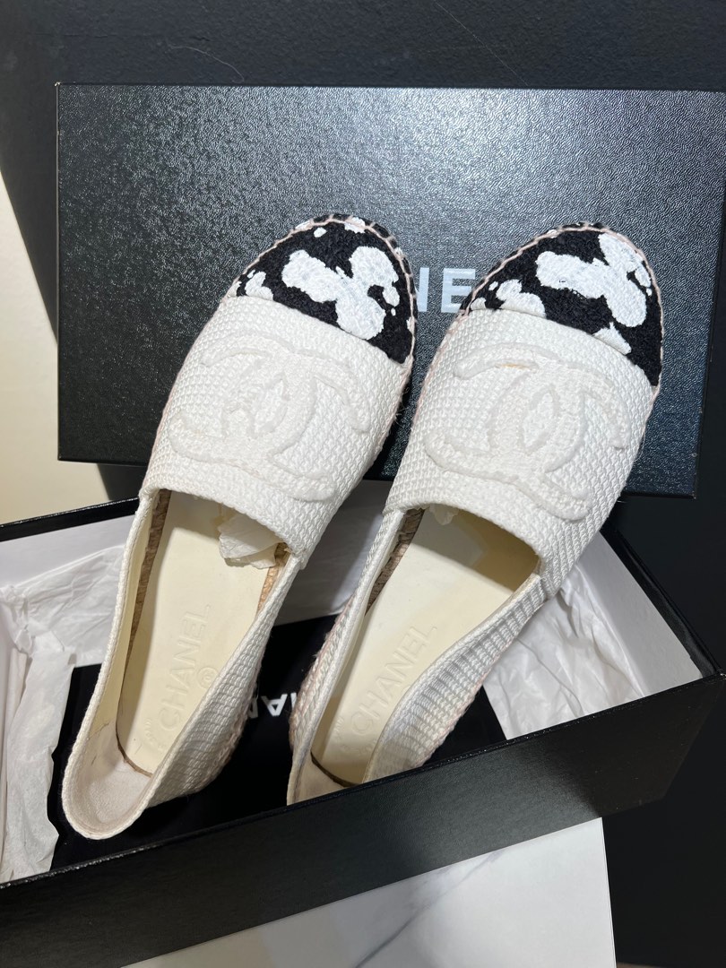 Chanel espadrilles white sales canvas